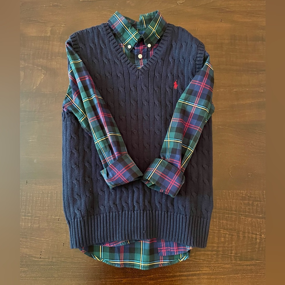 Ralph Lauren Polo sweater and button shirt